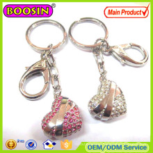 Lover′s Gift! Golden CZ Stone Heart Shape Keychain